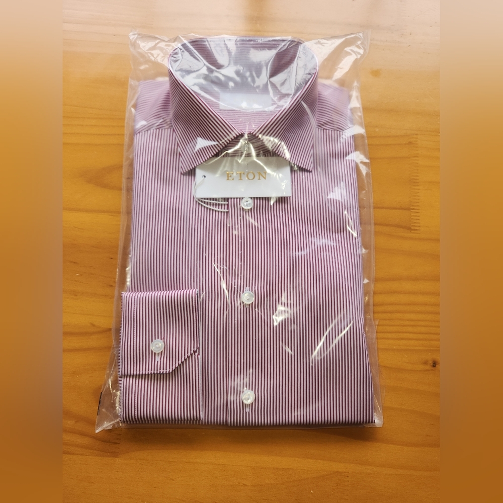 ETON Striped Elevated Twill Shirt Slim 39 Neck 15.5 NWT